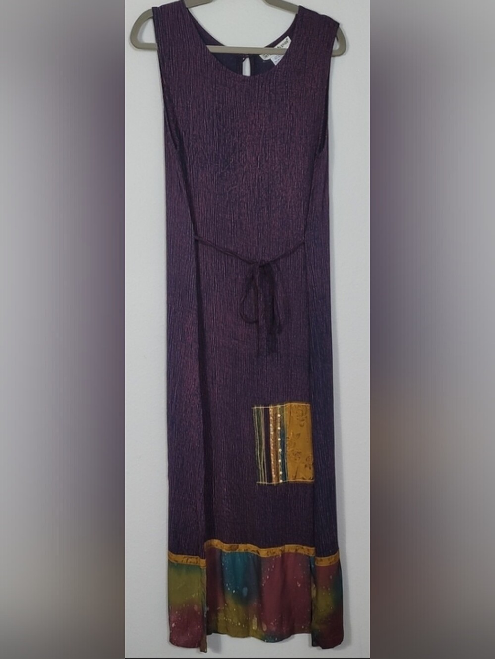 Vintage Seventh Avenue Celestial Maxi Dress Size Small Rayon Boho Festival Art